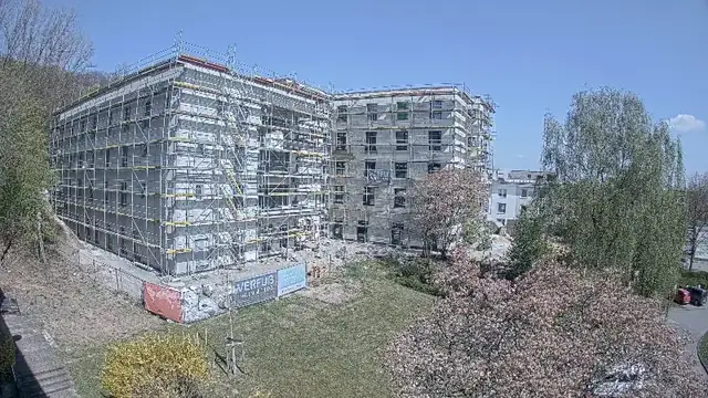 Baustellenkamera-Aufnahme eines Pflegezentrums im Rohbau